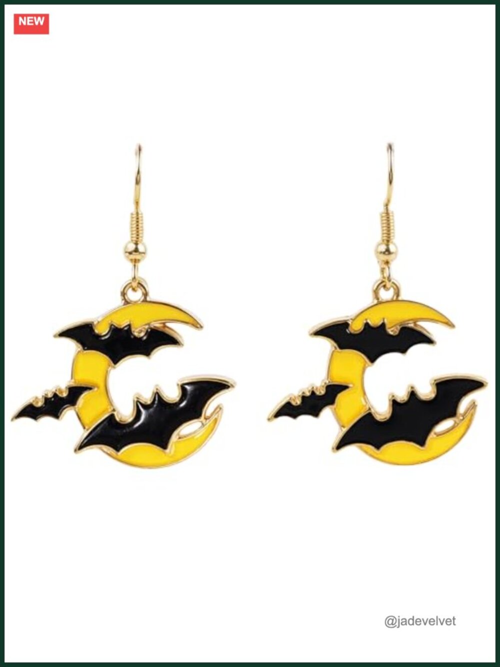 Halloween Moon Bat Earrings Drop Dangle Costume Jewelry Women Adult